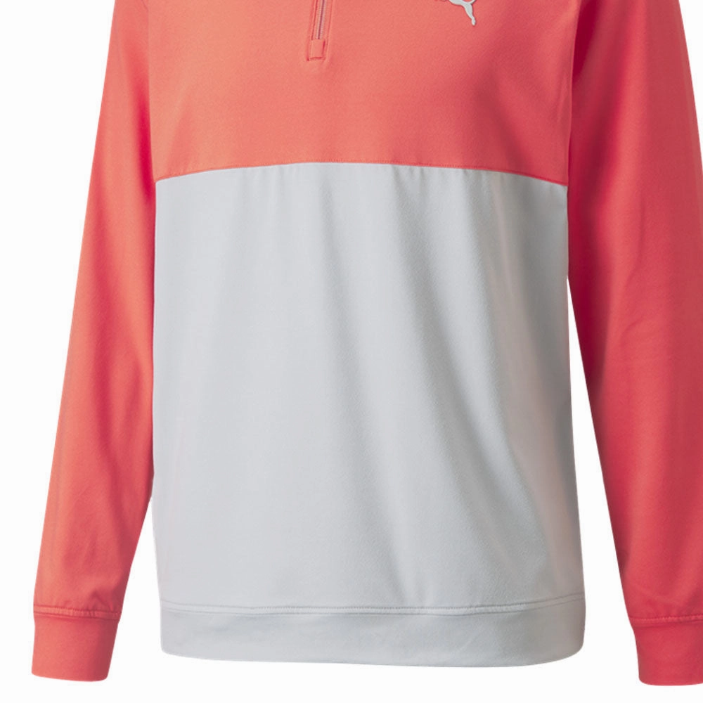 product bead charm Plus Fit Puma Gamer Colour Block 1/4 Zip Pullover - Hot Coral/High Rise