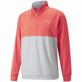 product pricing product keychain convenience Puma Gamer Colour Block 1/4 Zip Pullover - Hot Coral/High Rise