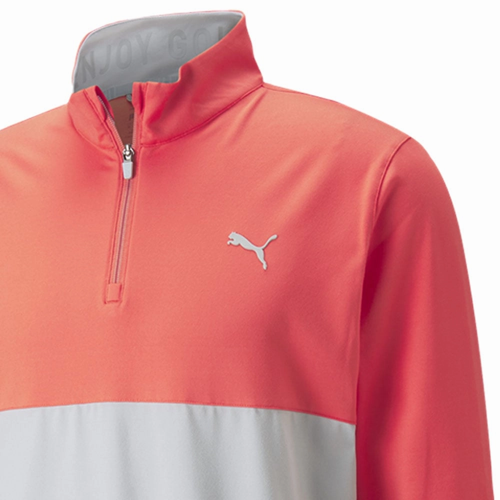product business casual suitability Puma Gamer Colour Block 1/4 Zip Pullover - Hot Coral/High Rise