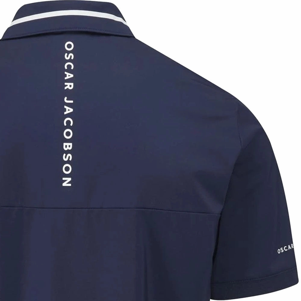 Oscar Jacobson Marsden Polo Shirt - Navy/White Reinforced Shoulder