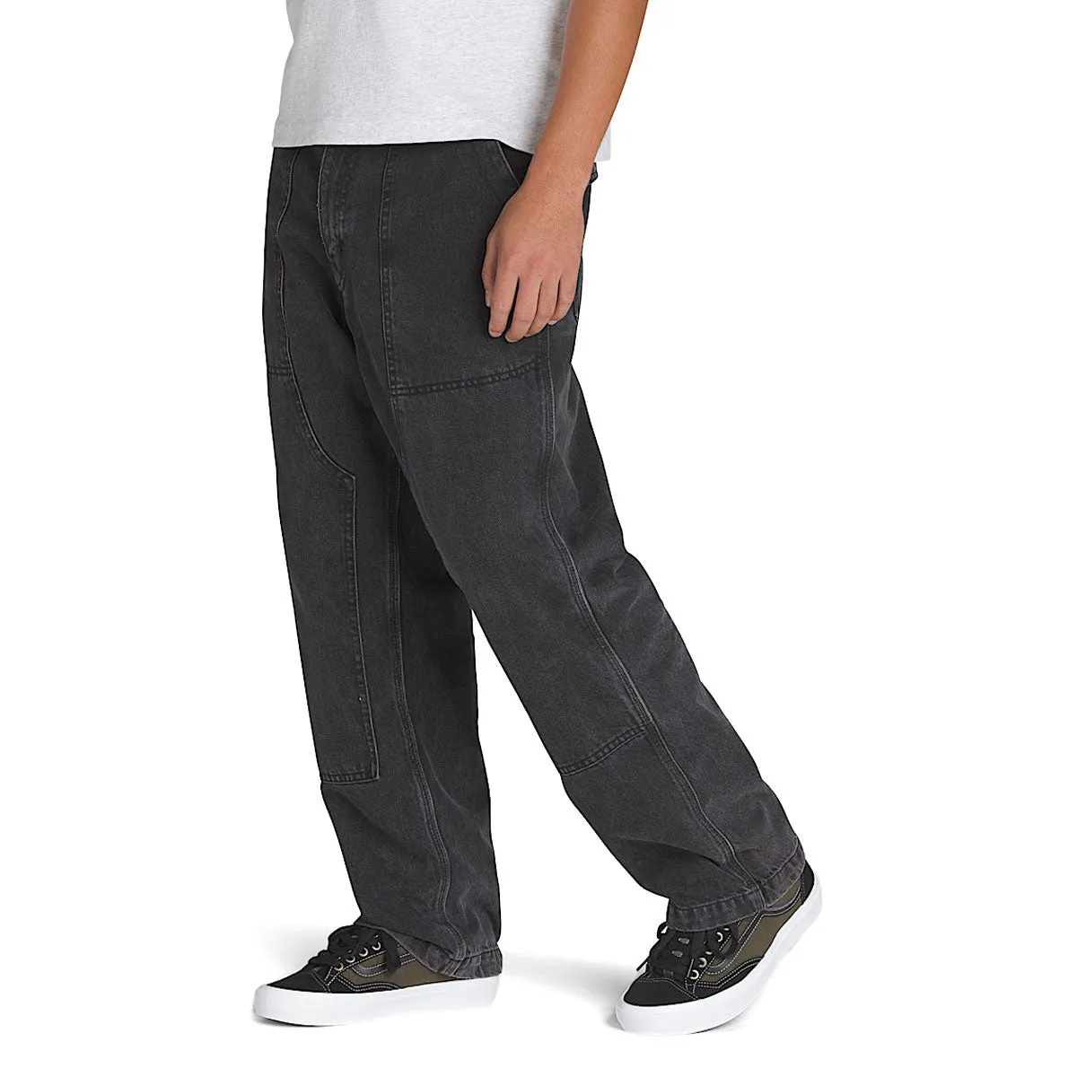Fashion Fit Vans Skate Loose Utility Denim Jeans - Pirate Black