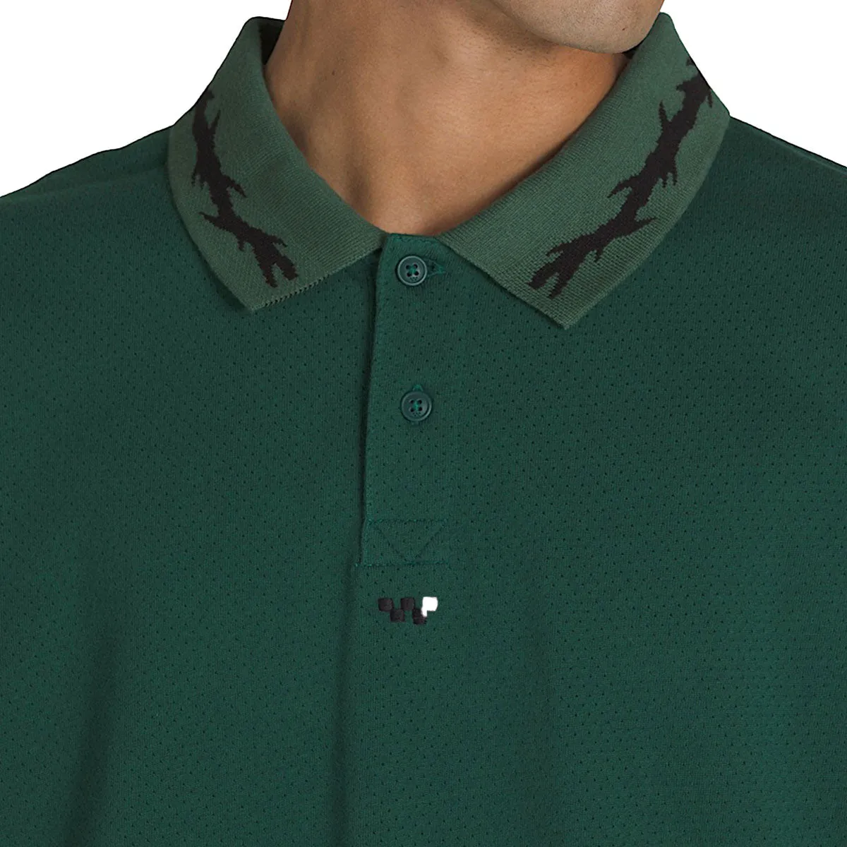 Neutral Toned Stitching Custom Fit Vans Skate Mesh Polo Shirt - Rain Forest