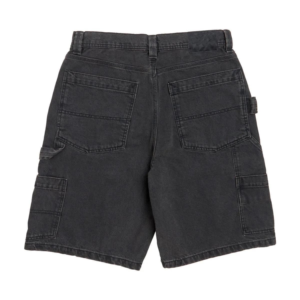 Abrasion Dispersing Weave Style Basic Vans Skate Utility Loose Denim Shorts - Black Denim