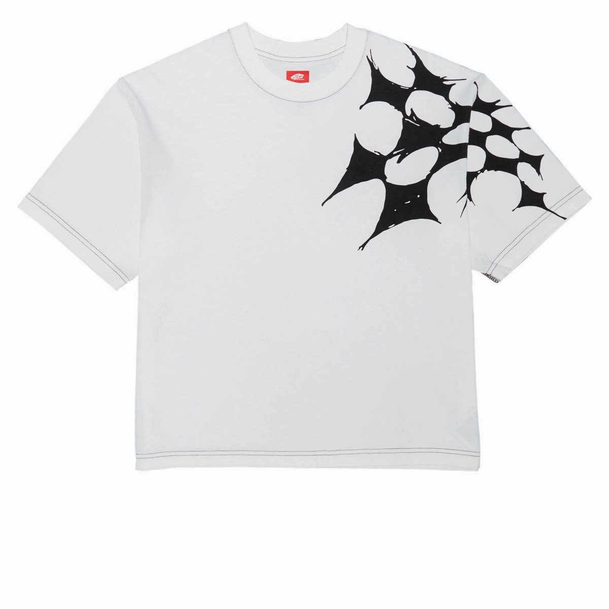 Vans Skate Splatter Web T-Shirt - Marshmallow Trendy Casual Wear Reinforced Shoulder Stitching
