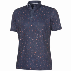 Galvin Green Miro V8  Polo Shirt - Navy/Orange Lightweight Material