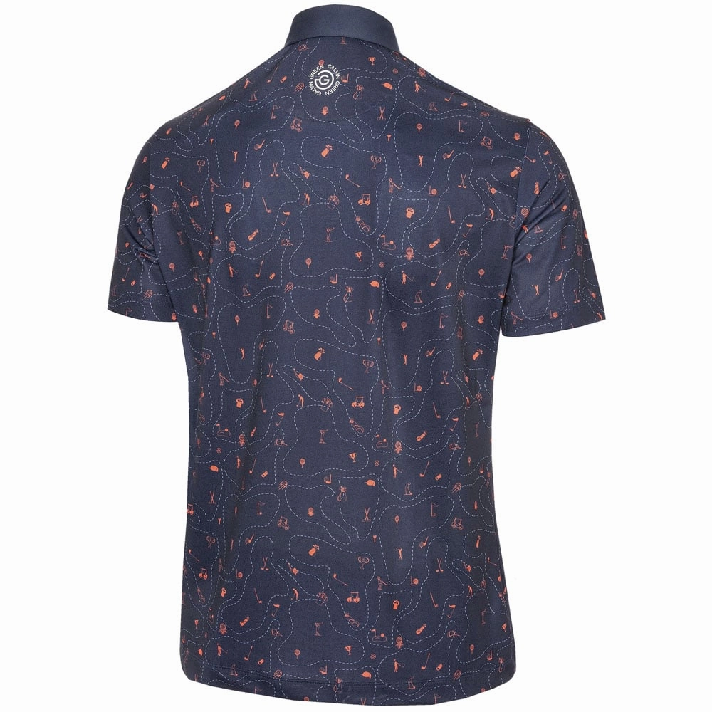 Galvin Green Miro V8  Polo Shirt - Navy/Orange Timeless Appeal LayeredSleeveConstruction