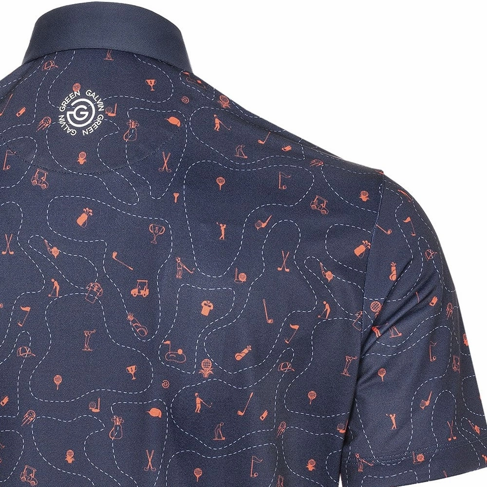 Fade Resistant Print Perfect Fit Wear Galvin Green Miro V8  Polo Shirt - Navy/Orange