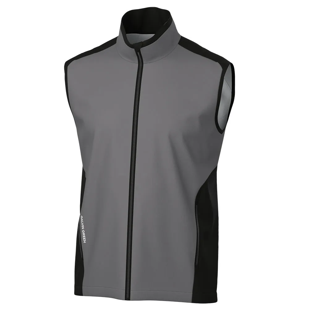 Negative Non Restrictive Cut Galvin Green Leo Windproof Gilet - Forged Iron/Black