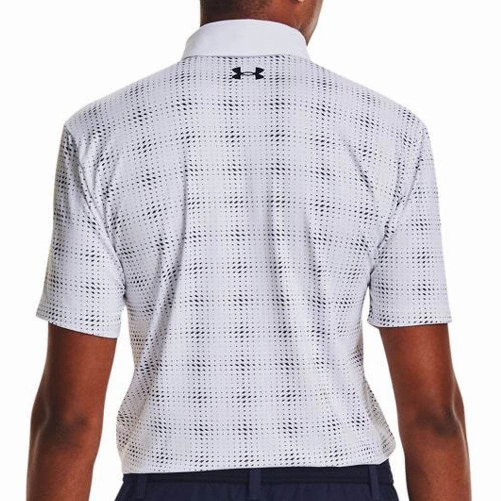 spring fashion FunctionalPockets Under Armour Playoff 3.0 Dueces Grid Printed Polo Shirt - White/Midnight Navy