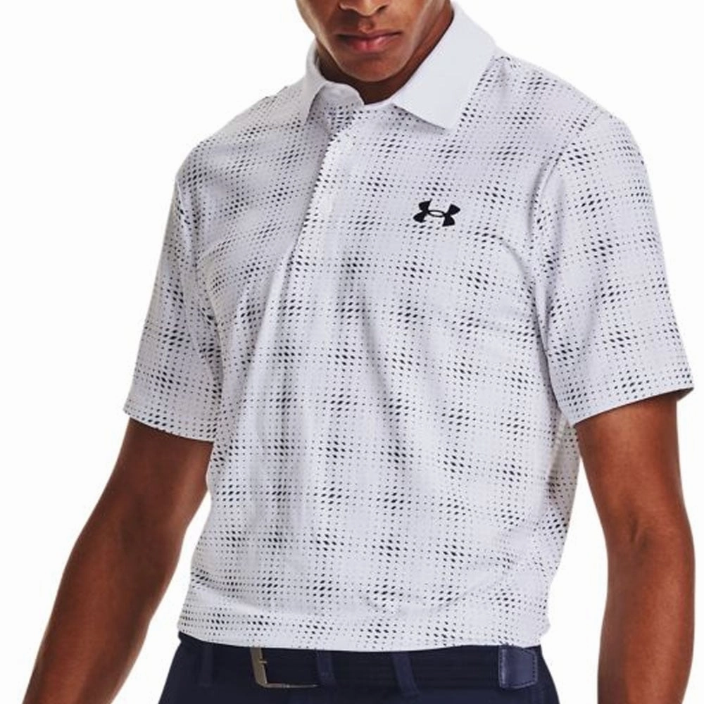 Under Armour Playoff 3.0 Dueces Grid Printed Polo Shirt - White/Midnight Navy Versatile and Comfortable Casual Layering