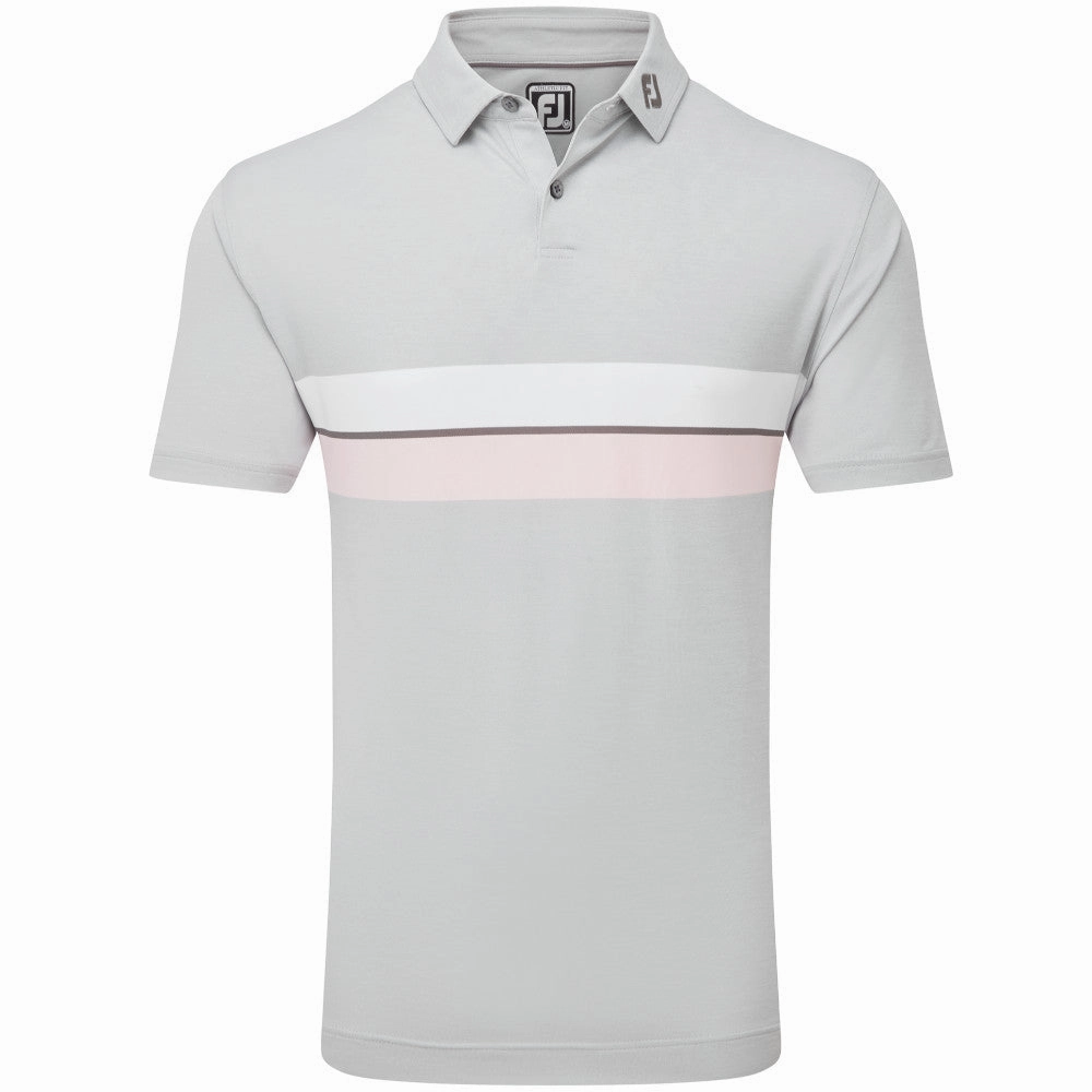FootJoy Double Chest Band Pique Polo Shirt - Grey Breathable mesh lining
