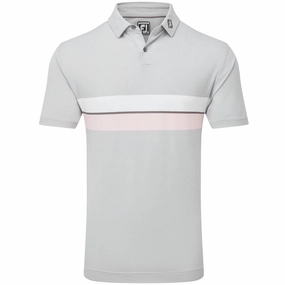 FootJoy Double Chest Band Pique Polo Shirt - Grey Breathable mesh lining