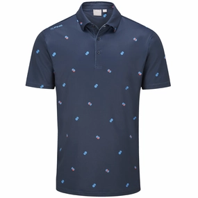 Matte Look Ping Two Tone SensorCool Polo Shirt - Navy/Poppy