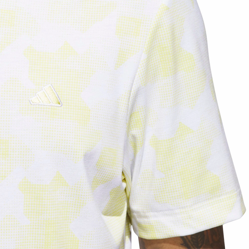 Non Shrink Material adidas Go-To Printed Polo Shirt - White/Powder Yellow