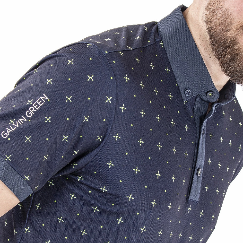 Fashion Fit Galvin Green Marlow Ventil8  Polo Shirt - Navy/Lime
