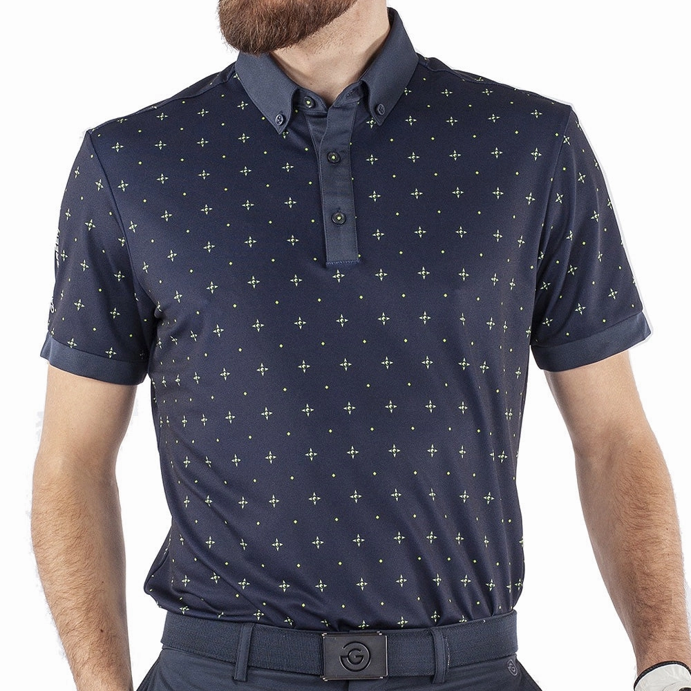Durable Knit Structure Galvin Green Marlow Ventil8  Polo Shirt - Navy/Lime