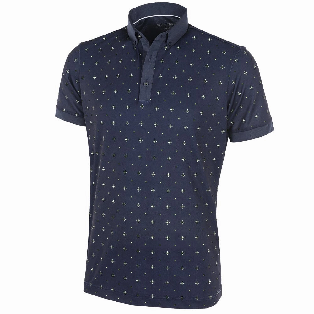 Galvin Green Marlow Ventil8  Polo Shirt - Navy/Lime Breathable Fit