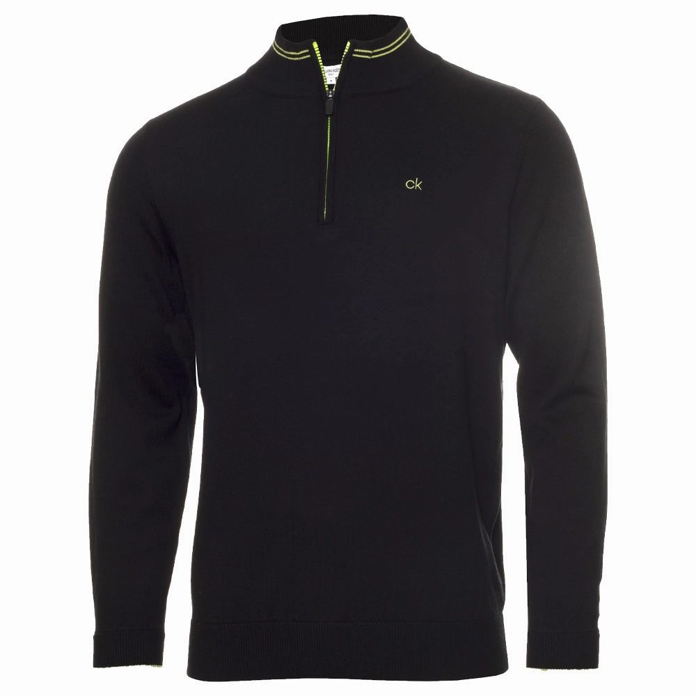 Cozy All Day Sporty Fashion Calvin Klein Monaco Sweater - Black/Lime