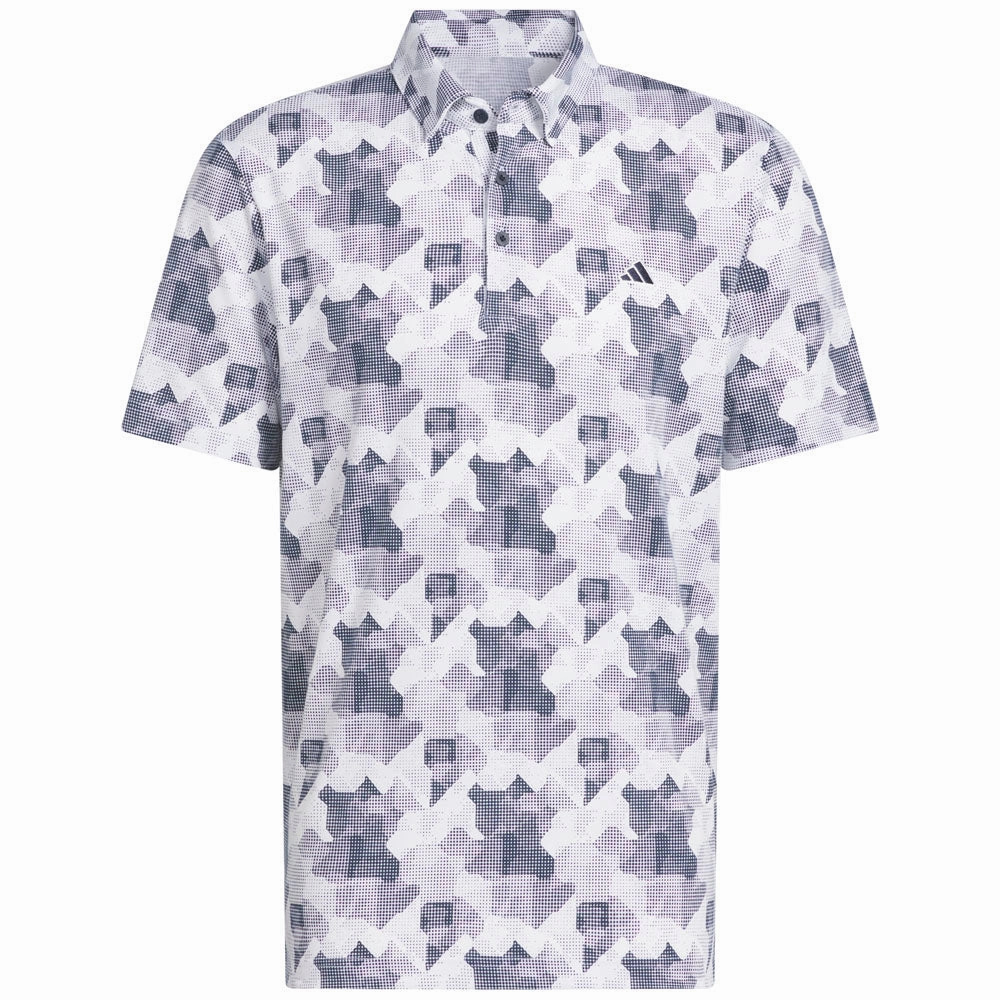 adidas Go-To Printed Polo Shirt - White/Collegiate Navy BreathableMeshLining