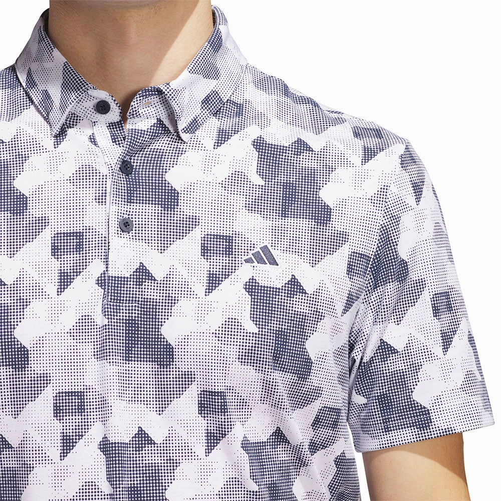 Pocket Design Summer Favorite adidas Go-To Printed Polo Shirt - White/Collegiate Navy