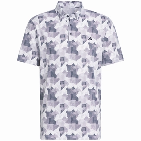 adidas Go-To Printed Polo Shirt - White/Collegiate Navy BreathableMeshLining