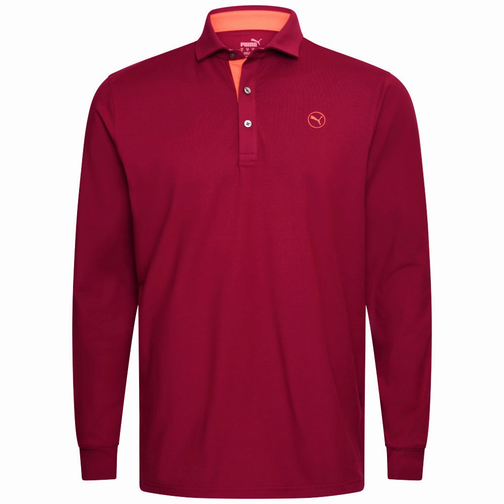 All-Purpose Wear UltraSoftBrushedInterior Puma Cloudspun Longsleeve Midweight Polo Shirt - Intense Red/Redmazing