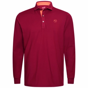 High Density Fabric Puma Cloudspun Longsleeve Midweight Polo Shirt - Intense Red/Redmazing