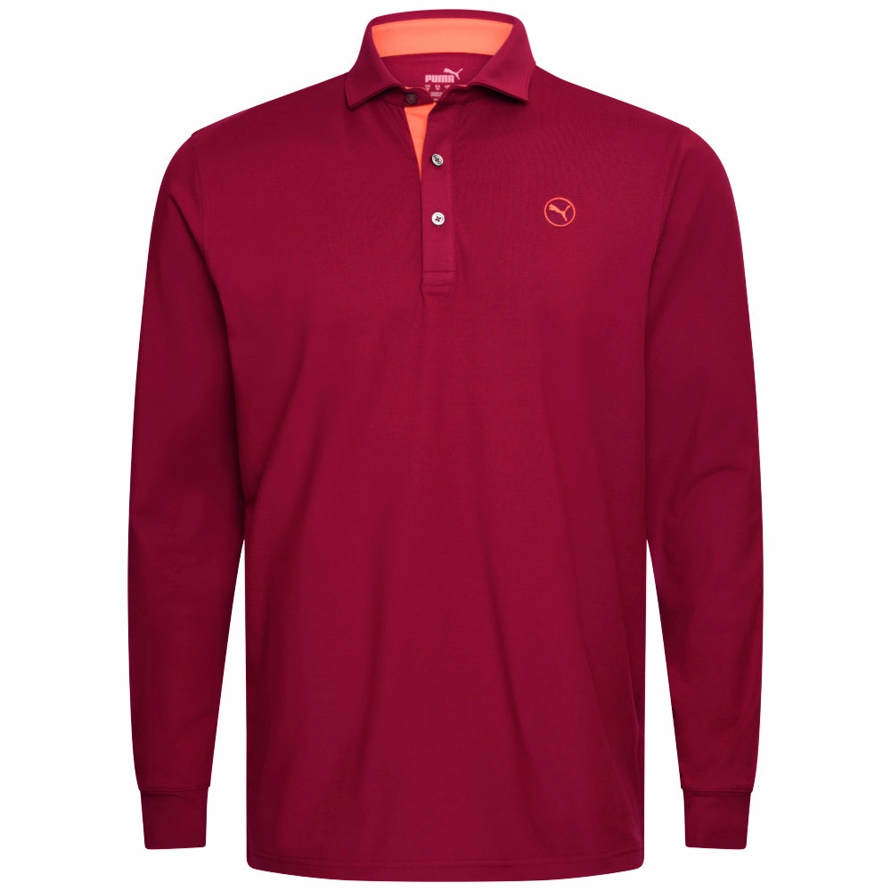 High Density Fabric Puma Cloudspun Longsleeve Midweight Polo Shirt - Intense Red/Redmazing