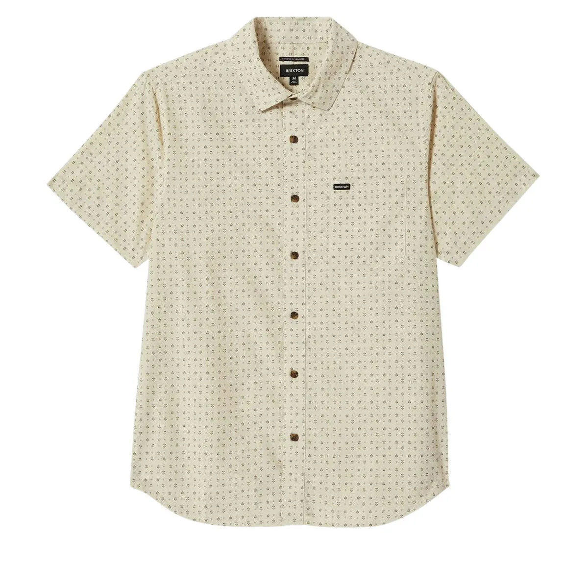Premium Feel Athleisure Wear Brixton Charter Print Shirt - Off White/Micro Floral