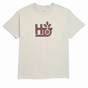 Habitat Pod Logo T-Shirt - Sand Ribbed Collar Design Comfy Wear