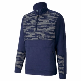 fade resistance Puma Cloudspun Camo 1/4 Zip Pullover - Peacoat