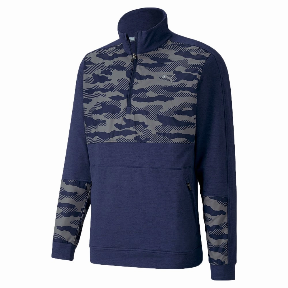 fade resistance Puma Cloudspun Camo 1/4 Zip Pullover - Peacoat