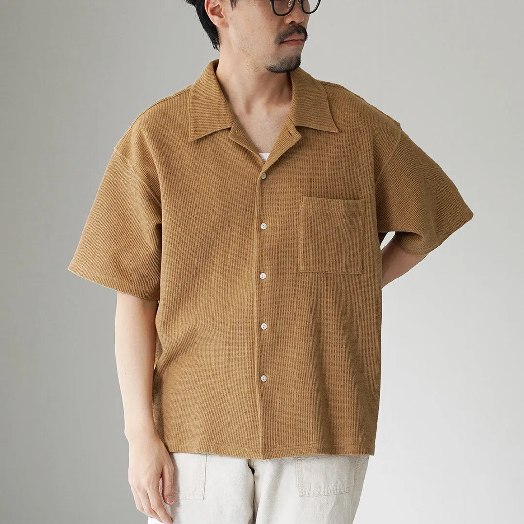 UNDYED / Non-dyed Organic Cotton Waffle Short Sleeve Shirt Premium Quality Breathable mesh
