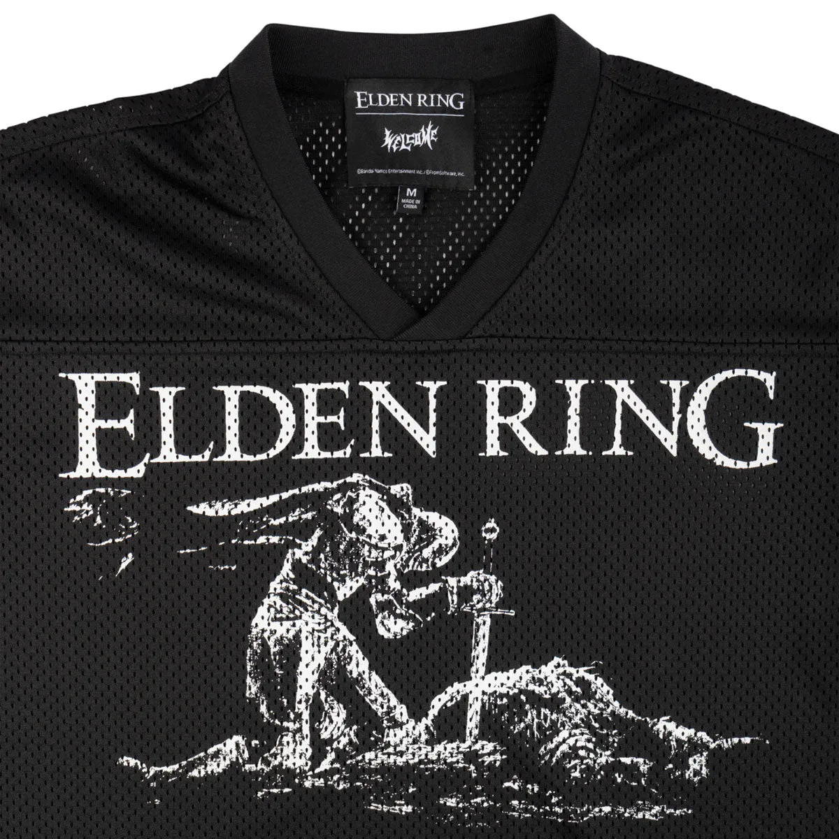 Welcome x Elden Ring Tarnished Mesh Football Jersey - Black fade resistant color