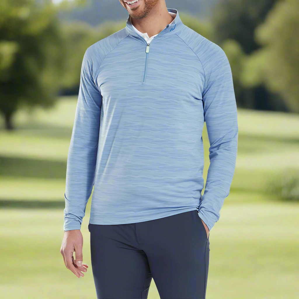 Cozy Protection FootJoy Wave Jacquard Chill-Out Pullover - Blue Jay