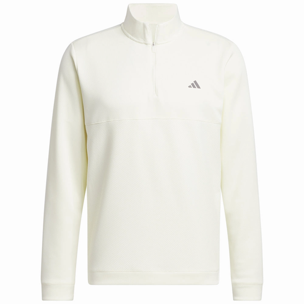 product casual elegance factor quick-drying adidas Textured 1/4 Zip Pullover - Ivory