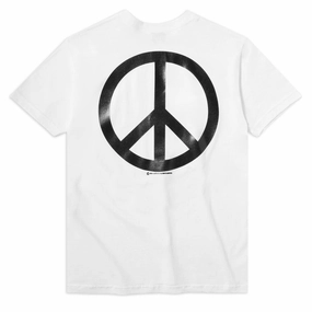 Tight Fit Stylish and Easygoing Violet Peace T-Shirt - White