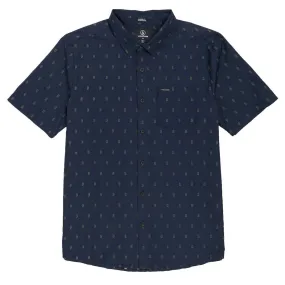 Loose Comfort Textured Finish Volcom Bankstone Shirt - Navy