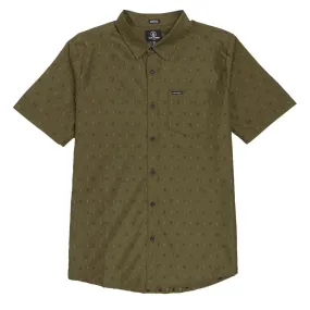 Volcom Bankstone Shirt - Sage Leaf Networking Session Laser Cut Edge Detail