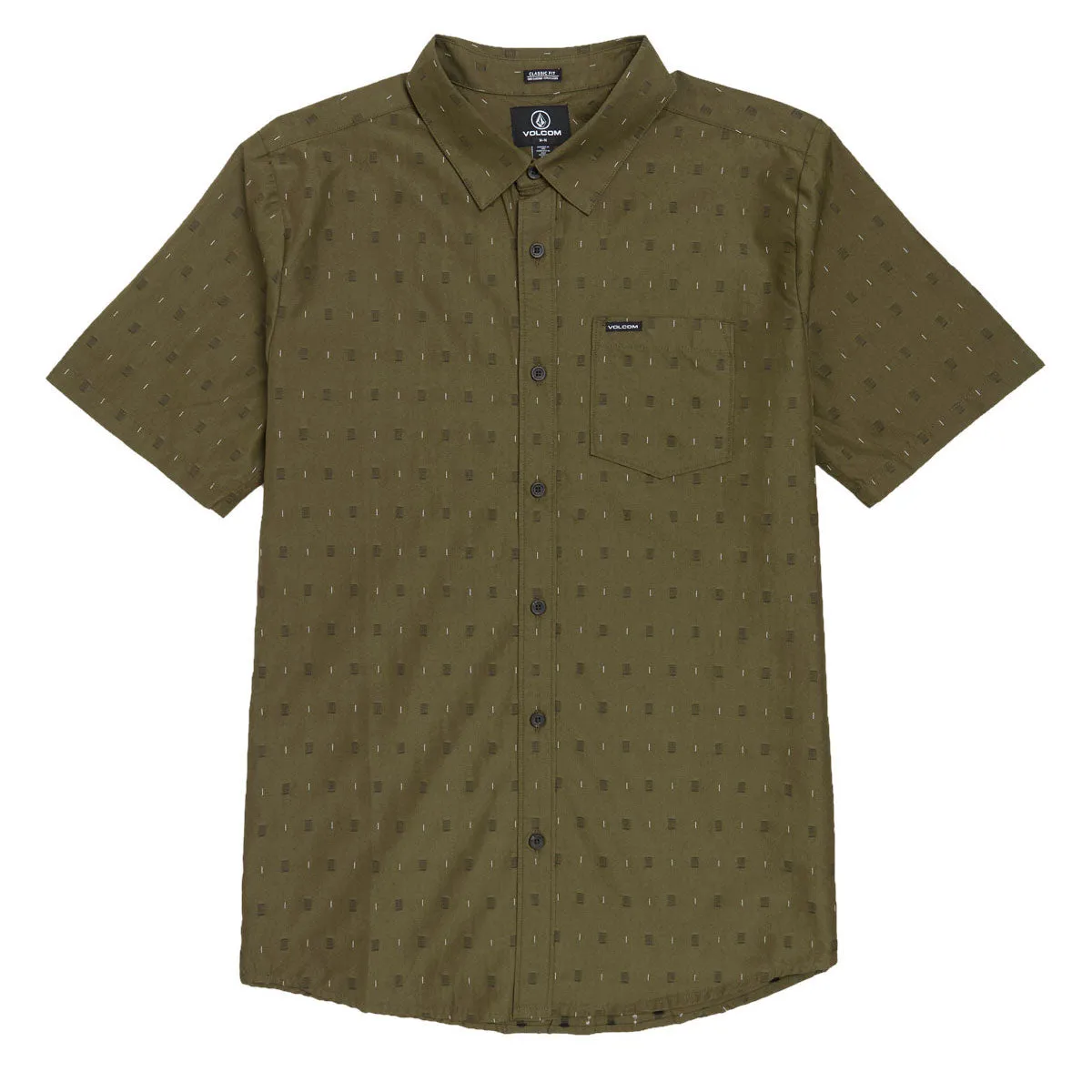 Volcom Bankstone Shirt - Sage Leaf Networking Session Laser Cut Edge Detail
