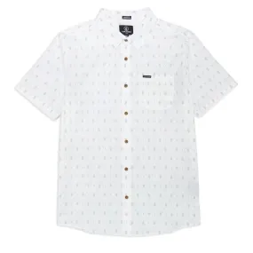 Volcom Bankstone Shirt - White Combo Breathable fabric Flex Fit Collar