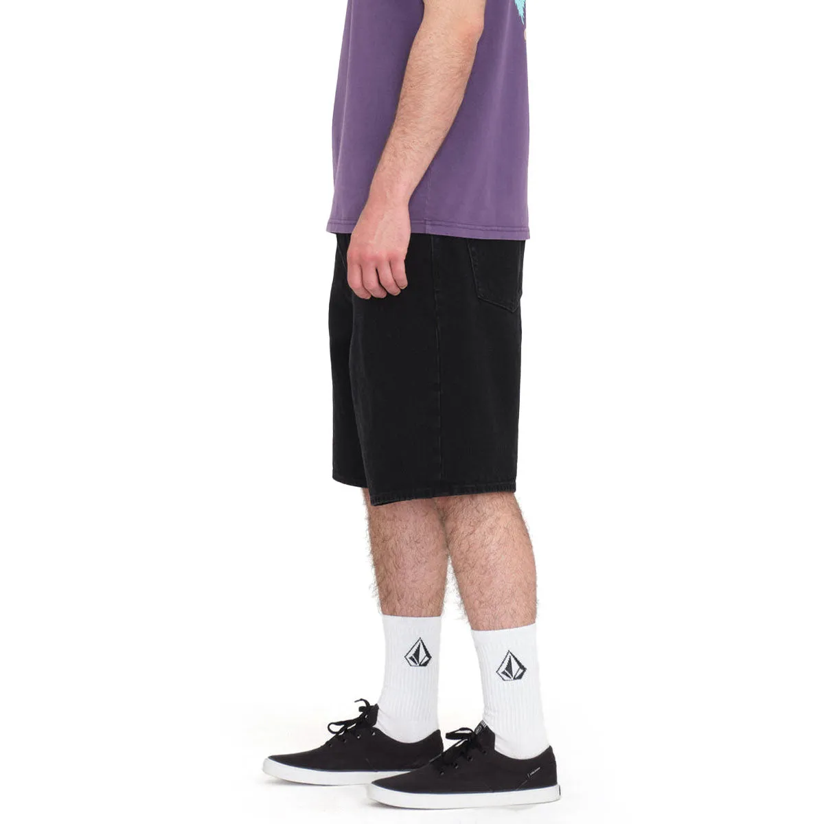 Volcom Billow Denim Shorts - New Black Easy Movement Multi Pocket System