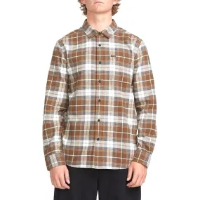 Volcom Caden Plaid Long Sleeve Shirt - Dark Earth Athleisure Trend