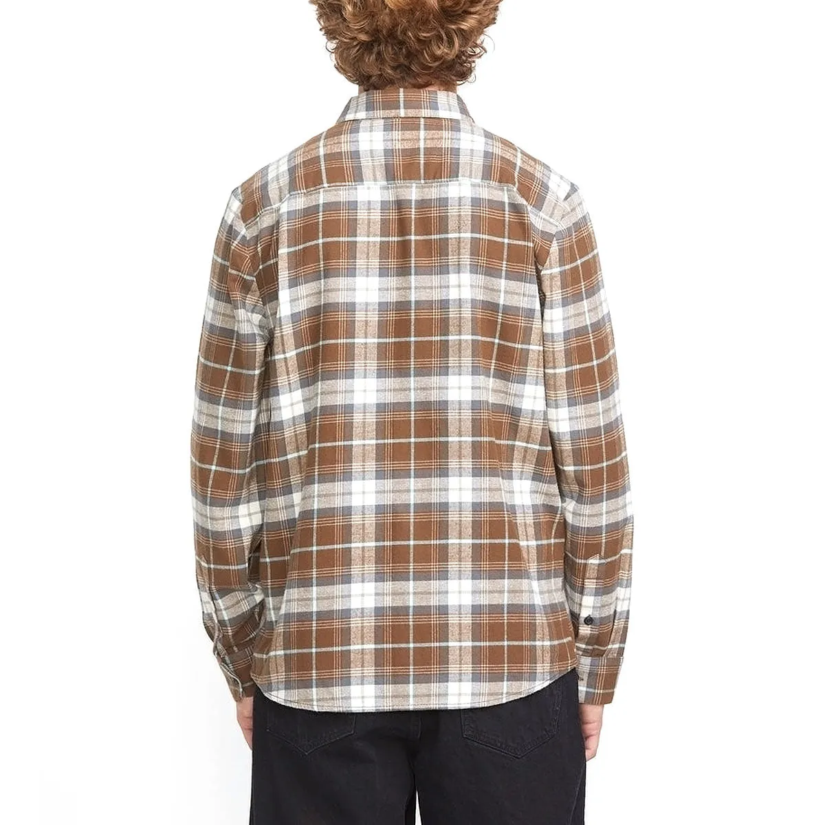 Volcom Caden Plaid Long Sleeve Shirt - Dark Earth Work Appropriate