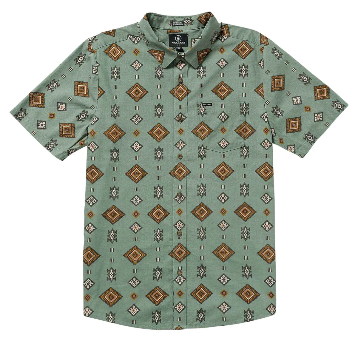 Fashion-Forward Volcom Desert Dobby Shirt - Light Olive