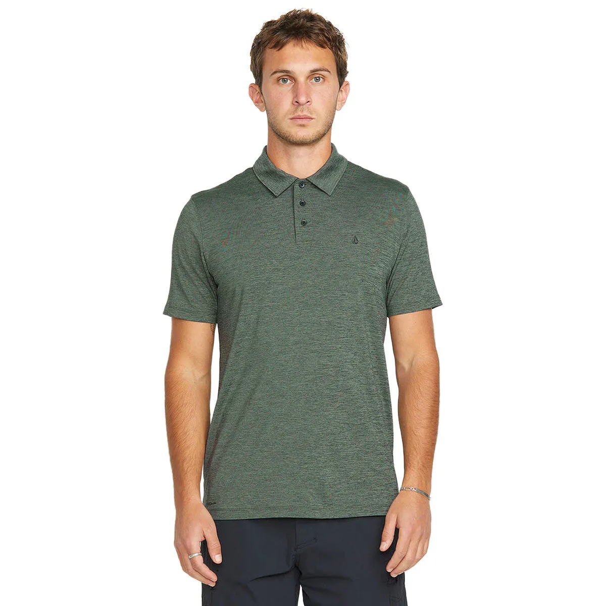 Subtle Print Volcom Hazard Pro Polo Shirt - Light Olive