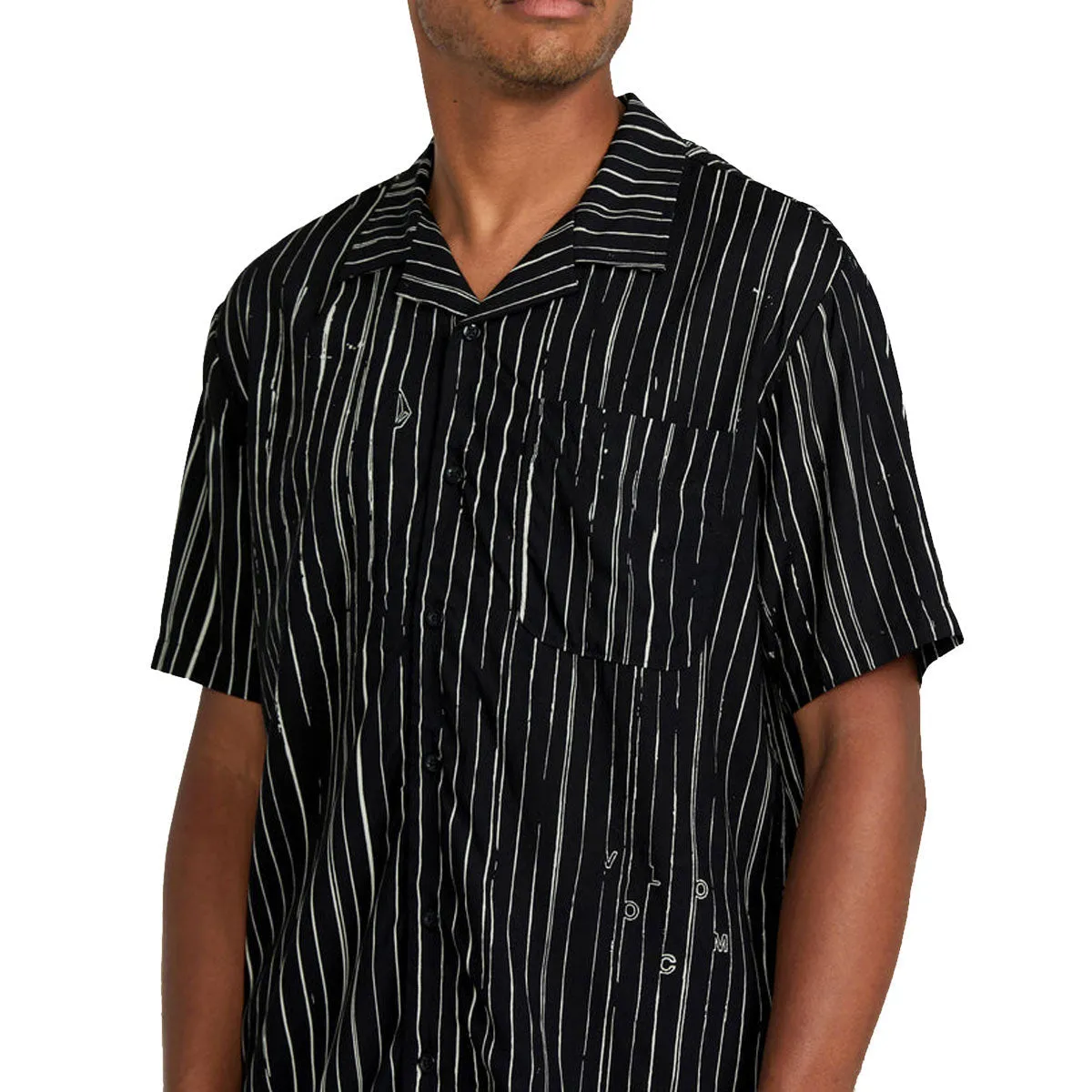 Hidden Placket Trend-Driven Volcom Mistostone Shirt - Black/White