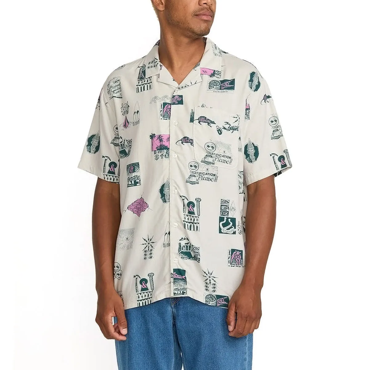 Geometric Shape Volcom Mistostone Shirt - Stone