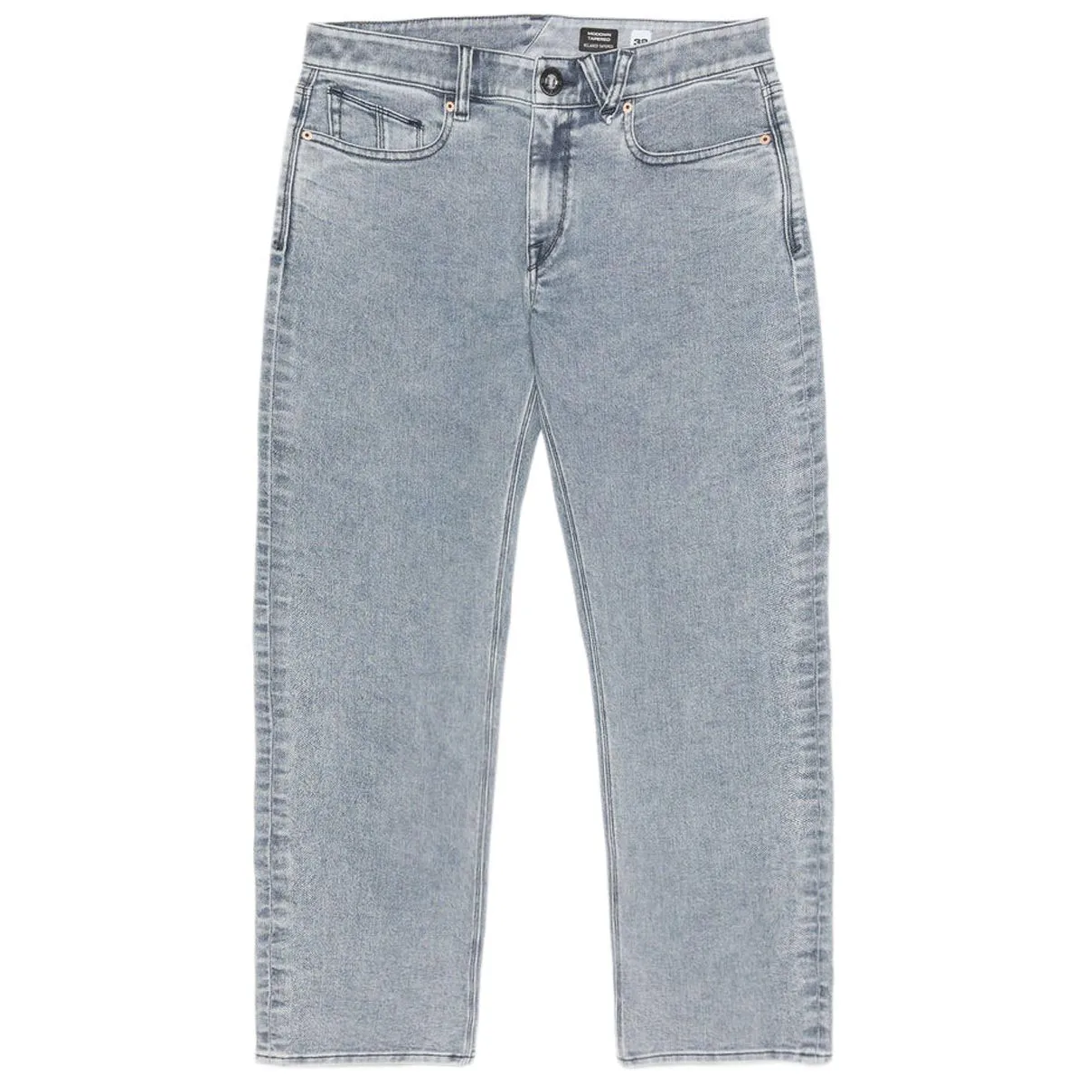 Commuter Ready Weather Flex Volcom Modown Tapered Denim Jeans - Ash Blue