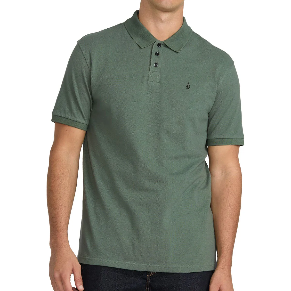 Smooth Texture Volcom Sitestone Polo Shirt - Light Olive